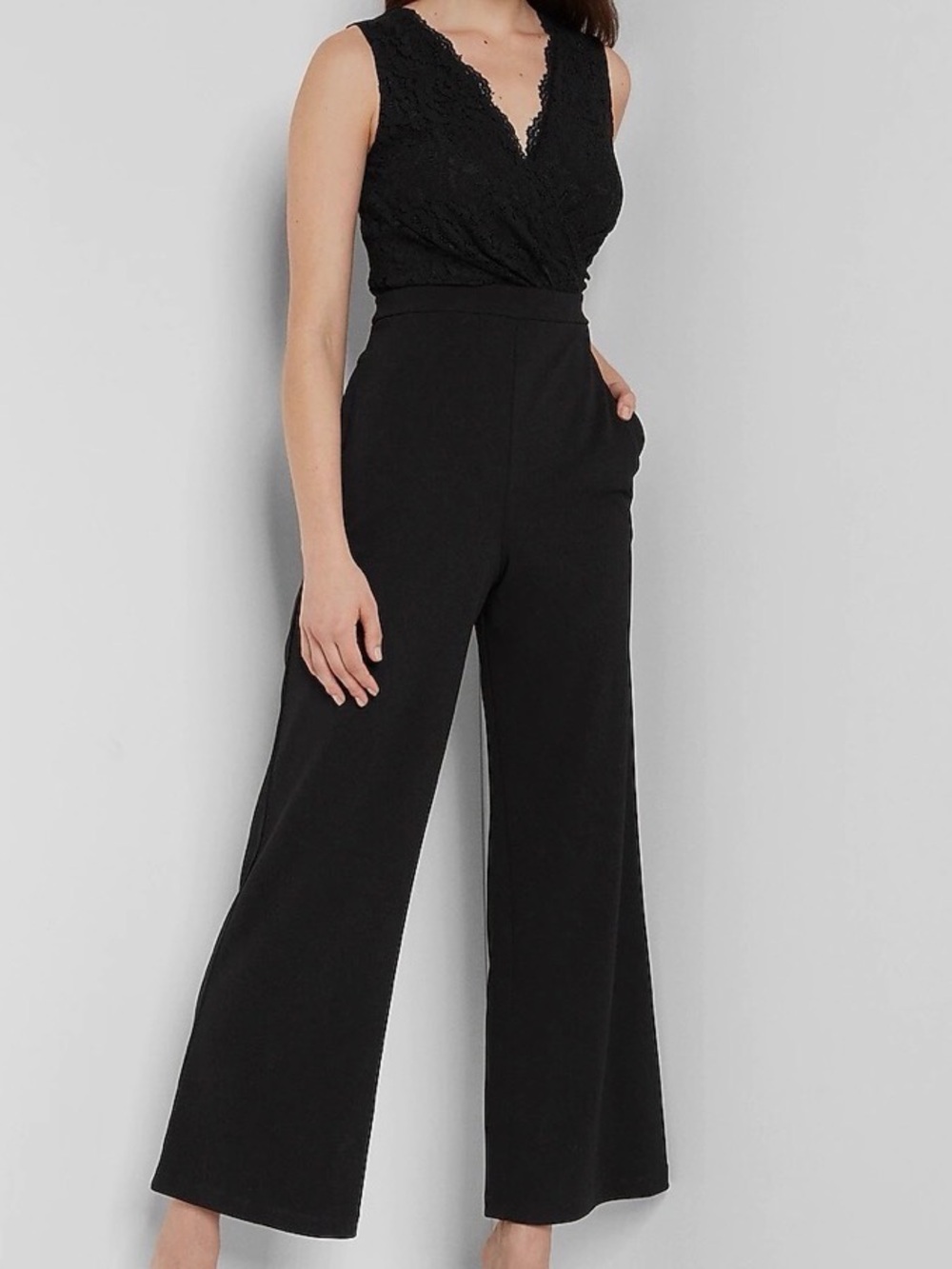 🩷Black Lace-Top Evening Pantsuit Size M. Express brand.